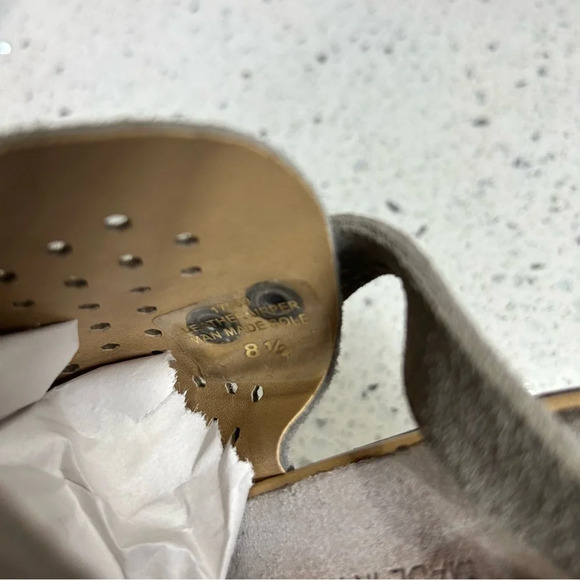 Barbara Barbieri Leather Slingback Peep Toe Block Heel Gray - Picture 5 of 12